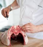 preparing a rack of lamb